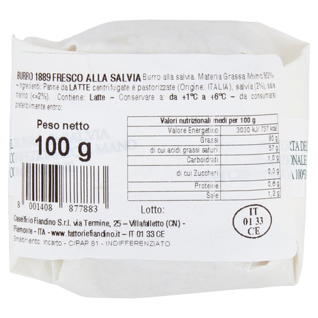 Le Fattorie Fiandino Burro 1889 Burro alla Salvia 100 g